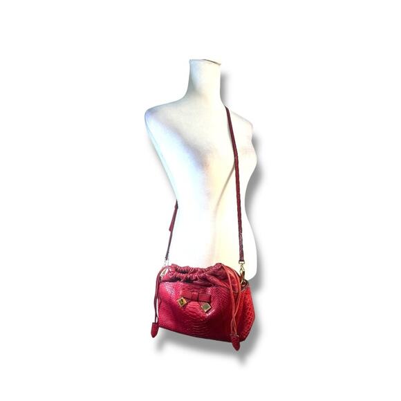 BURBERRY Luxurious Red Python Leather Shoulder/Clutch/or Crossbody Bag - Picture 11 of 16